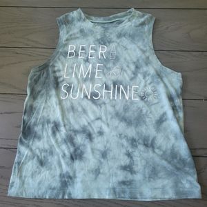 Women's Fifth Sun sleeveless tank top , size small, beer lime sunshine